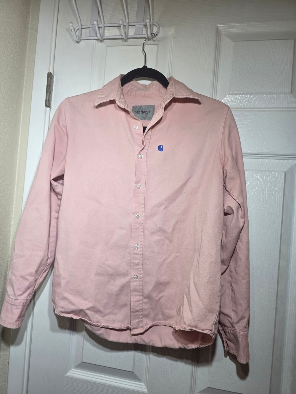 Carhartt WIP Madison Shirt Women’s Size S Soft Rose Pink Long Sleeve Button Up